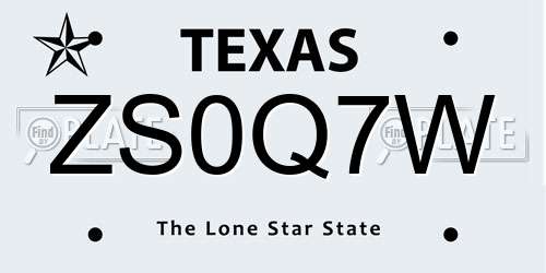 ZS0Q7W Texas License Plate