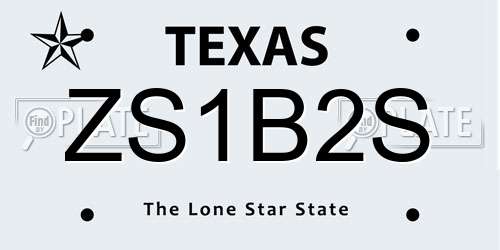 ZS1B2S Texas License Plate