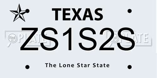 ZS1S2S Texas License Plate