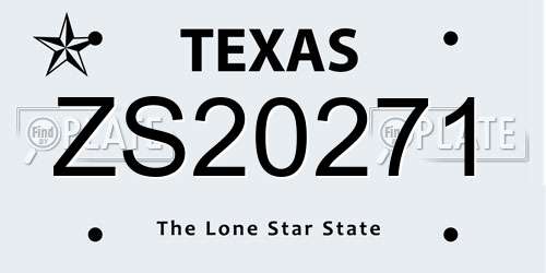 ZS20271 Texas License Plate