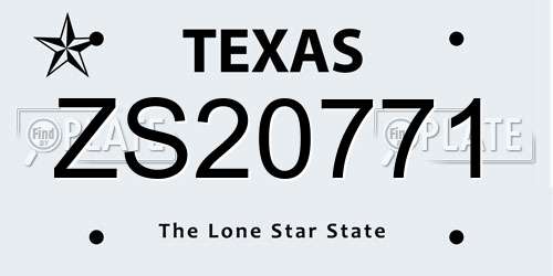 ZS20771 Texas License Plate