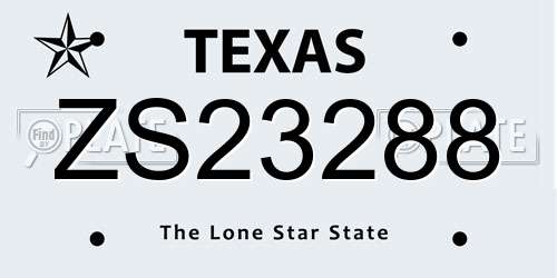 ZS23288 Texas License Plate