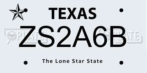 ZS2A6B Texas License Plate