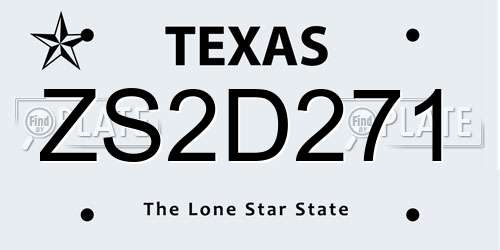 ZS2D271 Texas License Plate