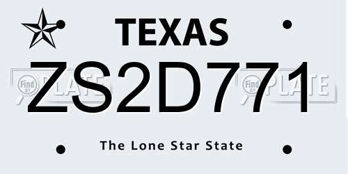 ZS2D771 Texas License Plate