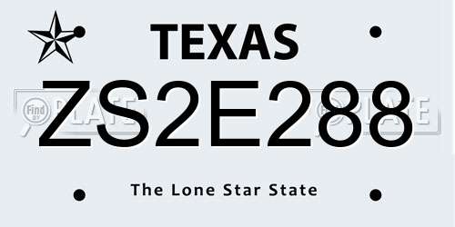 ZS2E288 Texas License Plate