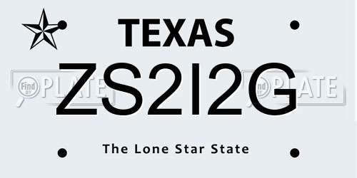 ZS2I2G Texas License Plate