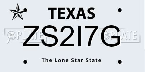 ZS2I7G Texas License Plate