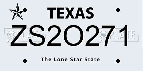 ZS2O271 Texas License Plate