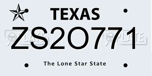ZS2O771 Texas License Plate