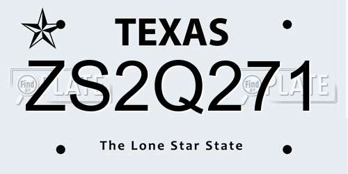 ZS2Q271 Texas License Plate