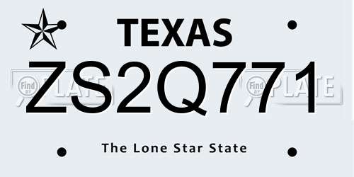 ZS2Q771 Texas License Plate