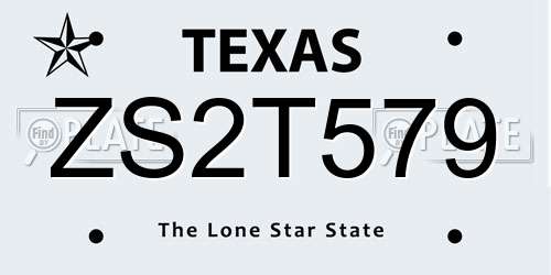 ZS2T579 Texas License Plate