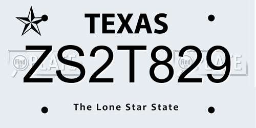 ZS2T829 Texas License Plate