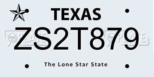 ZS2T879 Texas License Plate