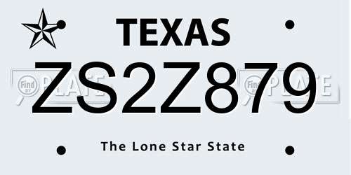ZS2Z879 Texas License Plate