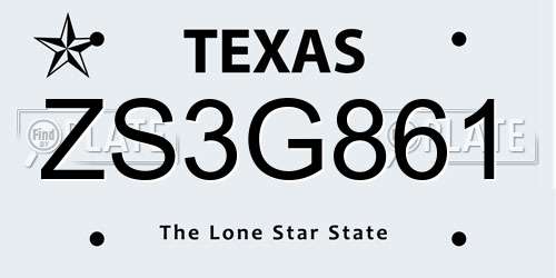 ZS3G861 Texas License Plate
