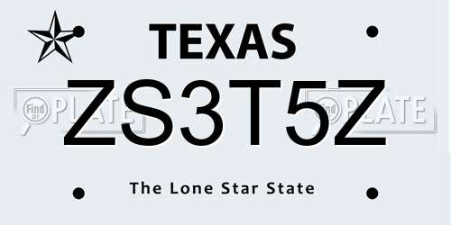 ZS3T5Z Texas License Plate