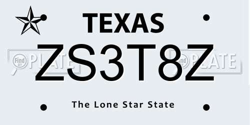 ZS3T8Z Texas License Plate