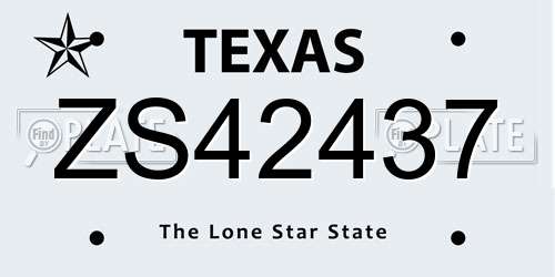 ZS42437 Texas License Plate