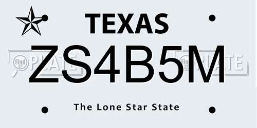 ZS4B5M Texas License Plate