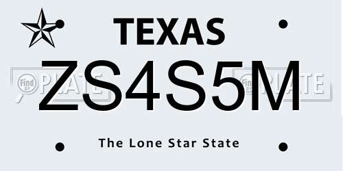 ZS4S5M Texas License Plate