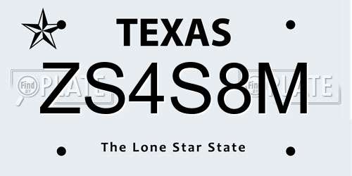 ZS4S8M Texas License Plate