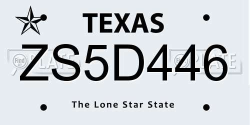 ZS5D446 Texas License Plate