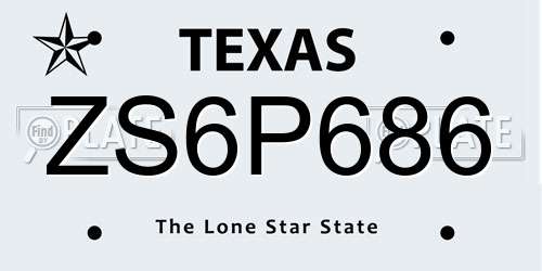 ZS6P686 Texas License Plate