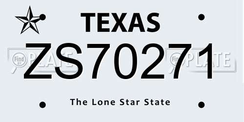 ZS70271 Texas License Plate