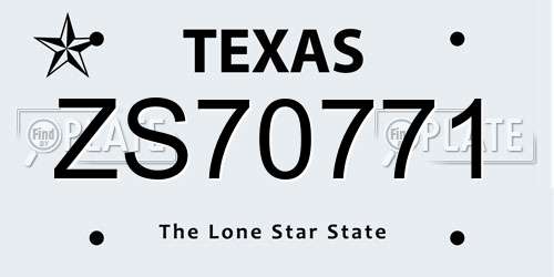 ZS70771 Texas License Plate