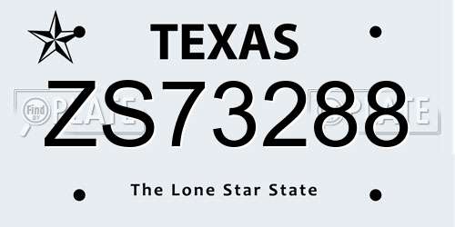 ZS73288 Texas License Plate