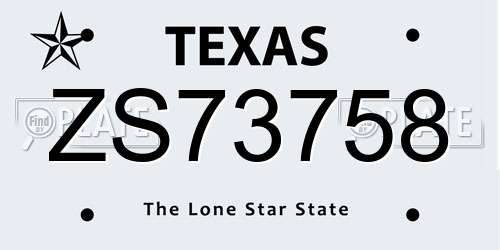 ZS73758 Texas License Plate