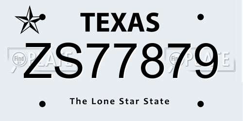 ZS77879 Texas License Plate