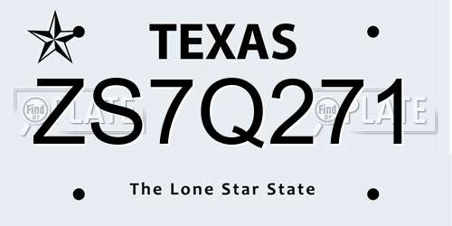 ZS7Q271 Texas License Plate