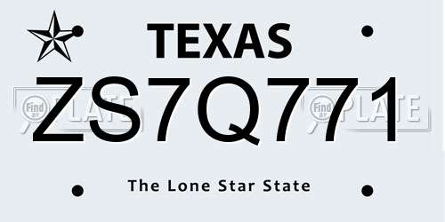ZS7Q771 Texas License Plate