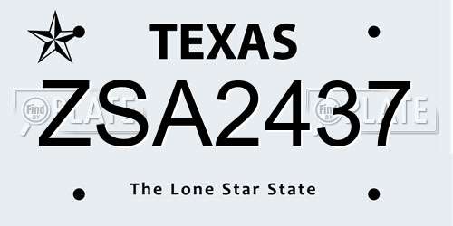ZSA2437 Texas License Plate