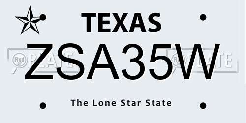 ZSA35W Texas License Plate
