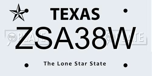 ZSA38W Texas License Plate