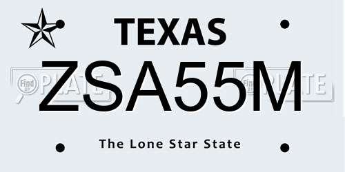 ZSA55M Texas License Plate