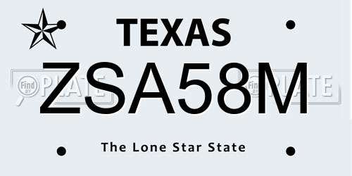 ZSA58M Texas License Plate