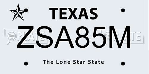 ZSA85M Texas License Plate