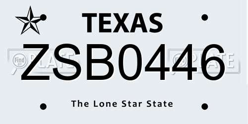 ZSB0446 Texas License Plate