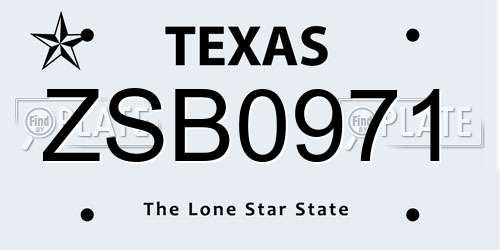 ZSB0971 Texas License Plate