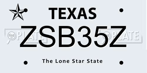 ZSB35Z Texas License Plate