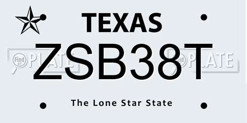 ZSB38T Texas License Plate