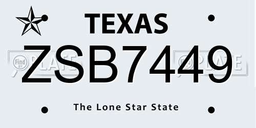 ZSB7449 Texas License Plate