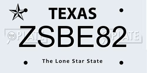 ZSBE82 Texas License Plate