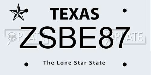 ZSBE87 Texas License Plate