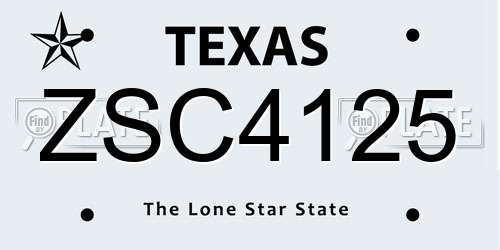 ZSC4125 Texas License Plate